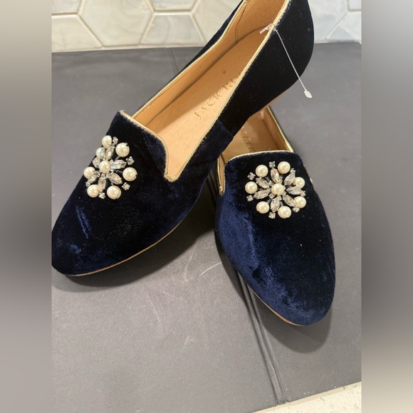 Jack Rogers Shoes - Jack Rogers Jeweled Rondelle Loafer Sz 6 Blue Velvet Rhinestone Pearl Stunning